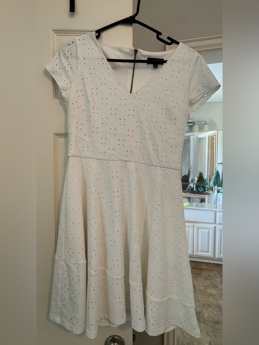 Sequin Hearts White Eyelet Fit-and-Flare Dress